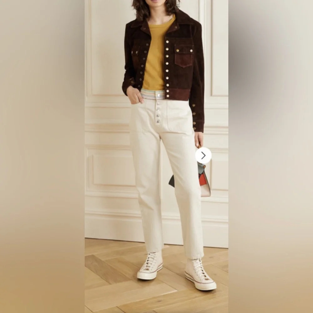 RE/DONE Blanca Stove Pipe Rainbow Embroidered High Rise Straight Jeans
